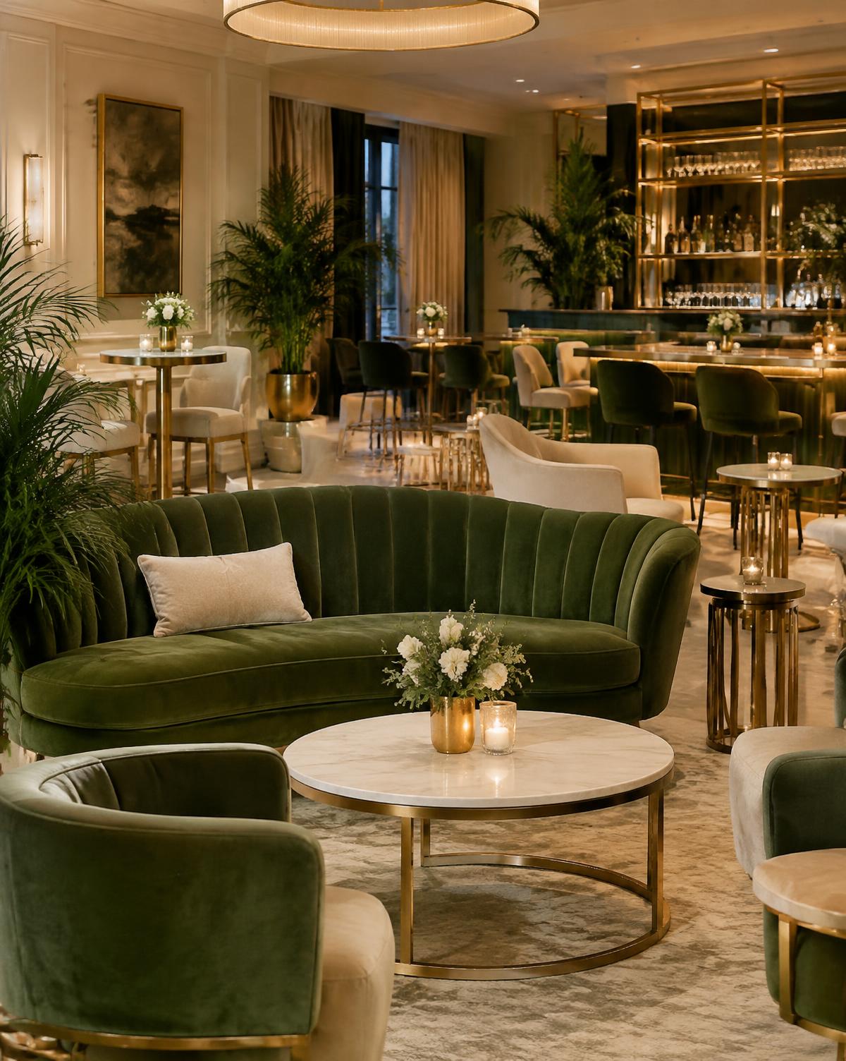 Elegant lounge set for a private reception